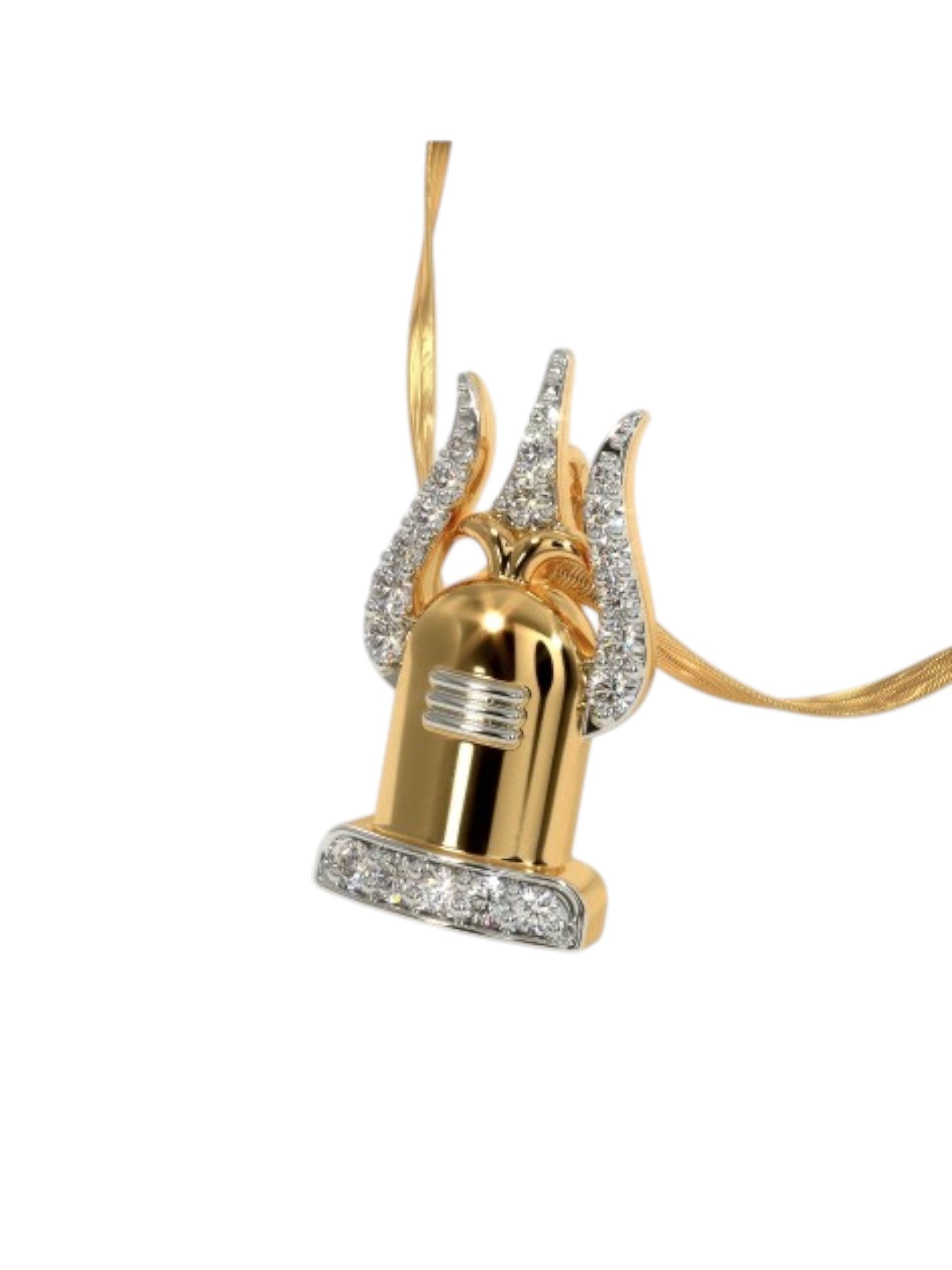 925 Sterling Silver Elegant Design CZ Stones Gold Plated Pendant With Chain For Women By Kesardeep